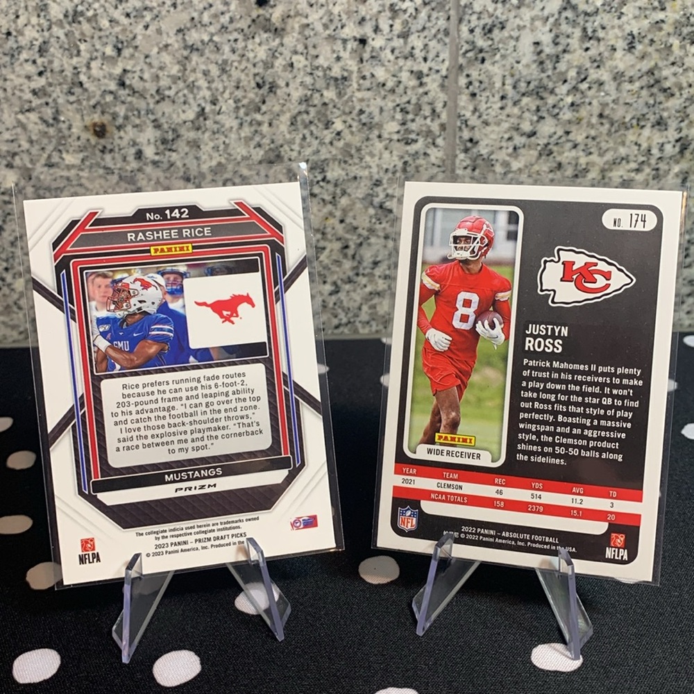 Rashee Rice & Justyn Ross Panini Prizm Rookie Cards KC Chiefs SMU Clemson - Picture 2 of 4